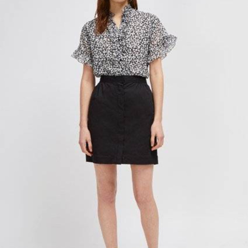 French connection Colrane cotton mini skirt side pockets in black size 0